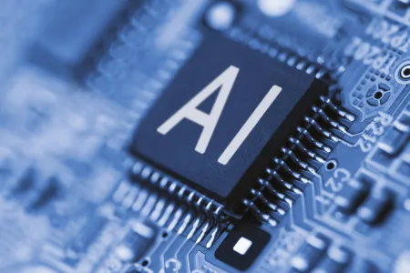 AI processor chip integrated on a circuit board illustrating IA in Data Centre infrastructure