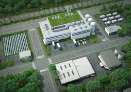 Vue aérienne d'un data center écologique